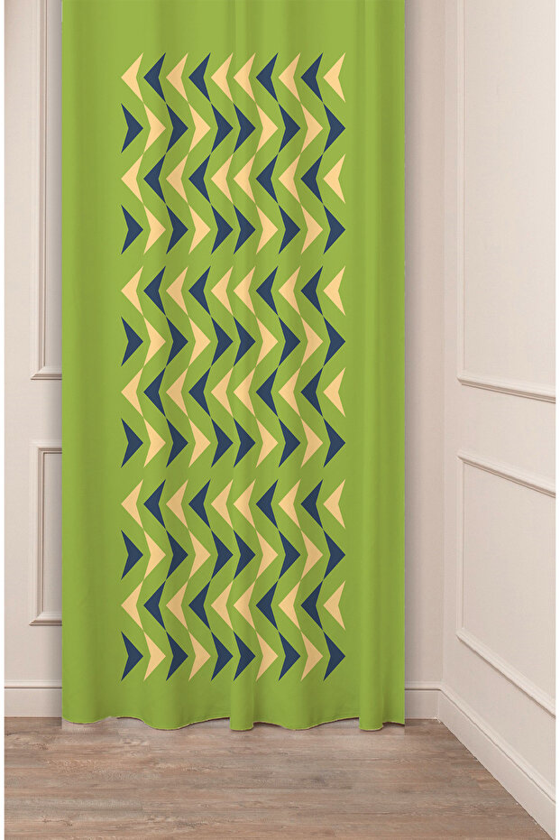 Geometric Line Shapes Special Design Patterned Digital Printed (Single Wing) Modern Stylish Background Curtain