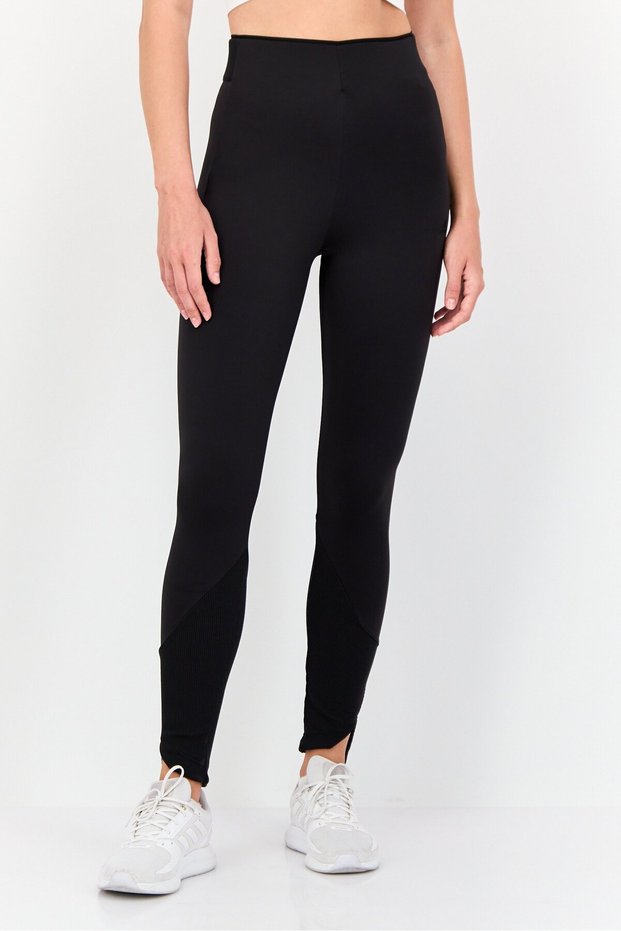 Women Sportswear Fit Brand Logo Outdoor Leggings, Black