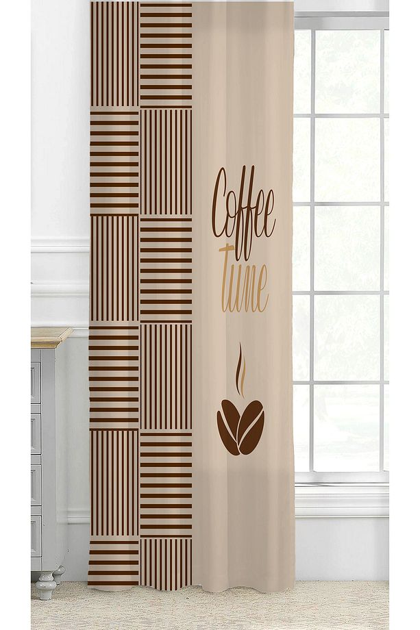 Coffee Mutfak Kahve Çekirdeği Tatlı Meyve Yeşillik Desenli Özel Tasarım Bohem (Tek Kanat) Fon Perde - 2