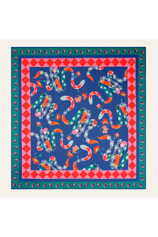 Pera Digital Printed Cotton Cotton Silk Pareo 140X140 cm Colorful