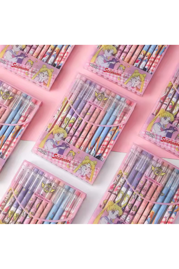 Moon Warrior Usagi Tsukino 12 Pcs Erasable Ballpoint Gel Pen Anime