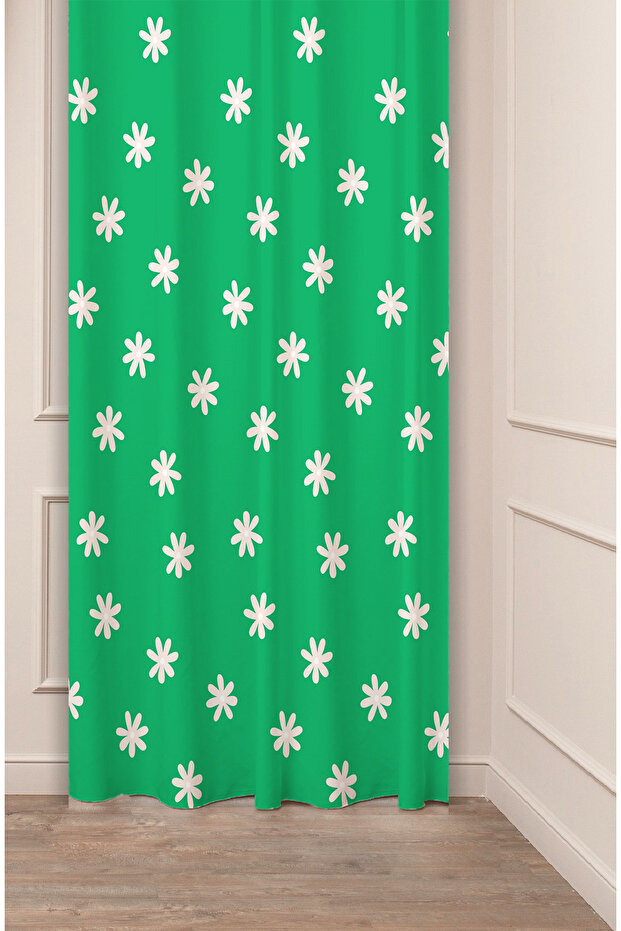 Flowers Leaf Striped Bohemian Patterned Special Design Digital Printed (Single Wing) Modern Stylish Background Curtain