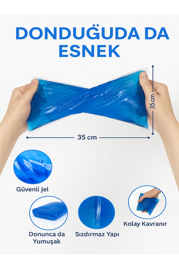 2 Adet Sıcak Soğuk Kompres Jel Buz Paketi - Tekrar Kullanılabilir Soğutucu Isıtıcı Jel 26x35 Cm - 6