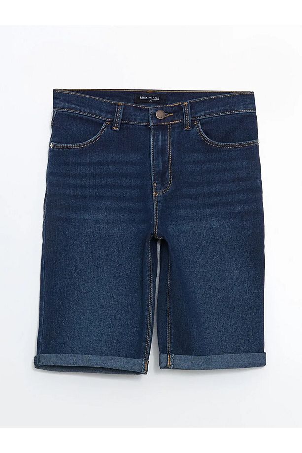 LCW Jeans Indigo Dar Fit Kadın Jean Şort - 3