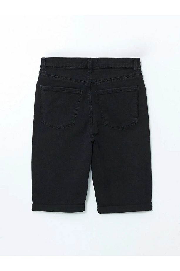 LCW Jeans Siyah Bermuda Fit Kadın Jean Şort - 4