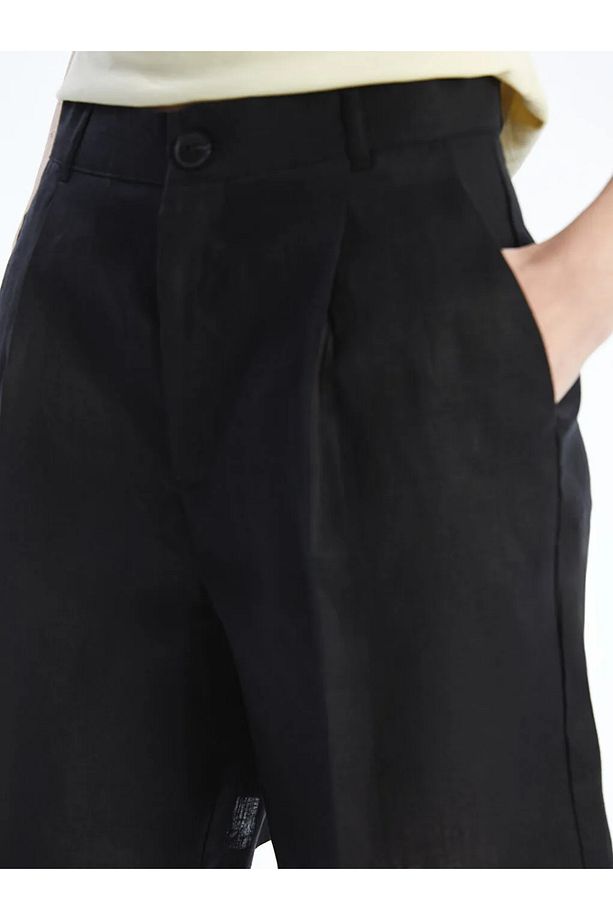 LCW Vision Siyah Loose Fit Keten Kadın Şort - 3