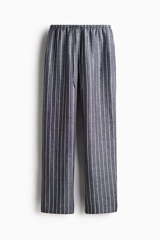 Straight linen-blend trousers