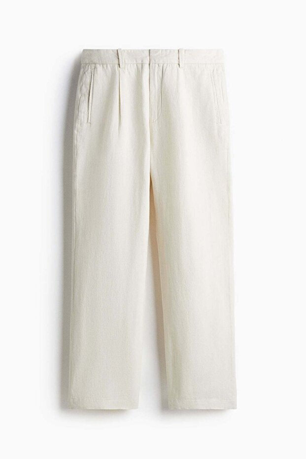 Relaxed Fit linen-blend trousers
