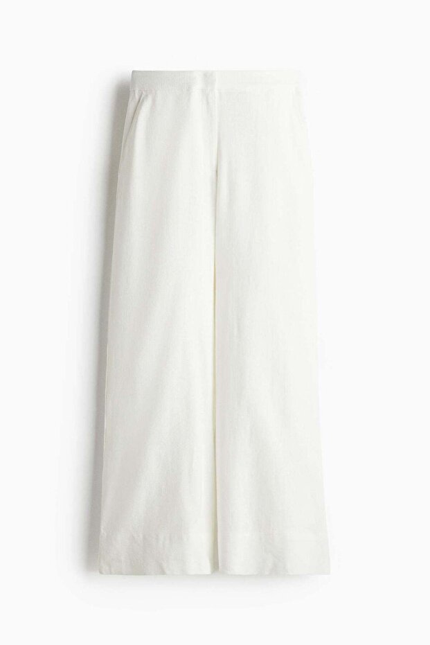 Wide linen-blend trousers