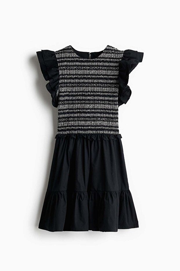 Flutter-sleeved poplin dress