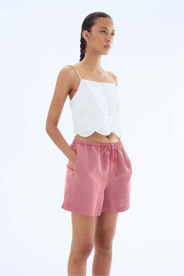 شورت برباط من مزيج الكتان - 2