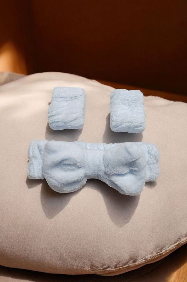 Süper Soft Spa Takımı 2 Adet Yüz Yıkama Bilekliği Ve Elastik Saç Bandı Sporcu Spa Bileklik 3'lü Set - 3