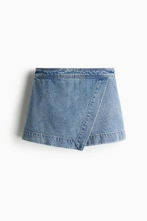 Wrap denim skort - 5
