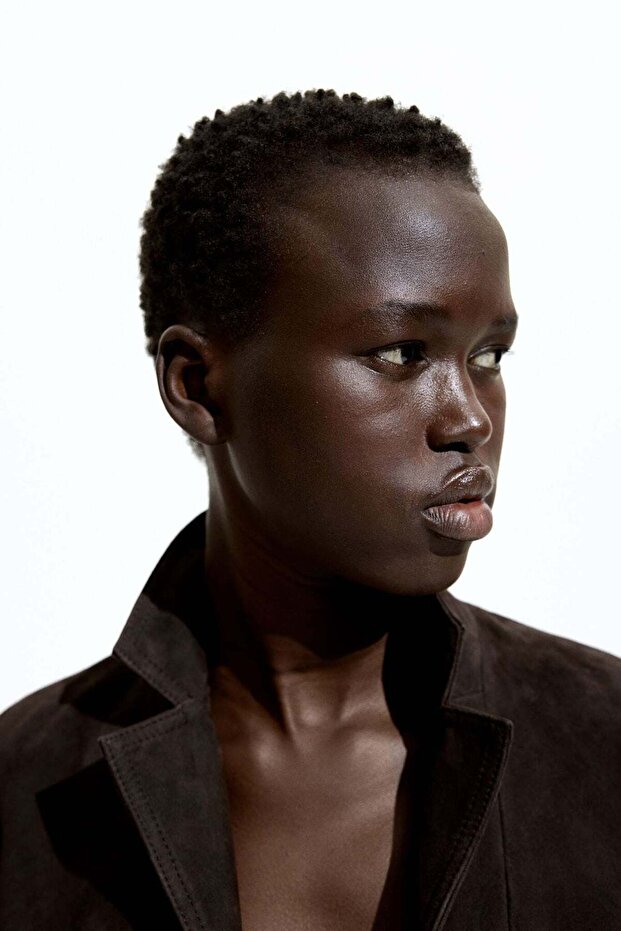 سترة من جلد الغزال بصف واحد من الأزرار - 3