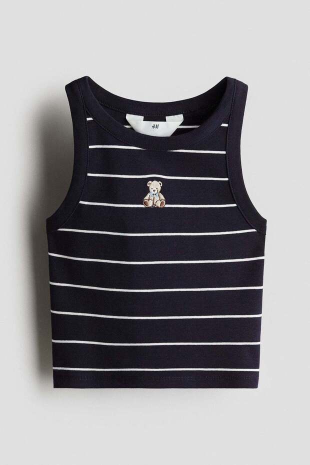Printed cotton vest top