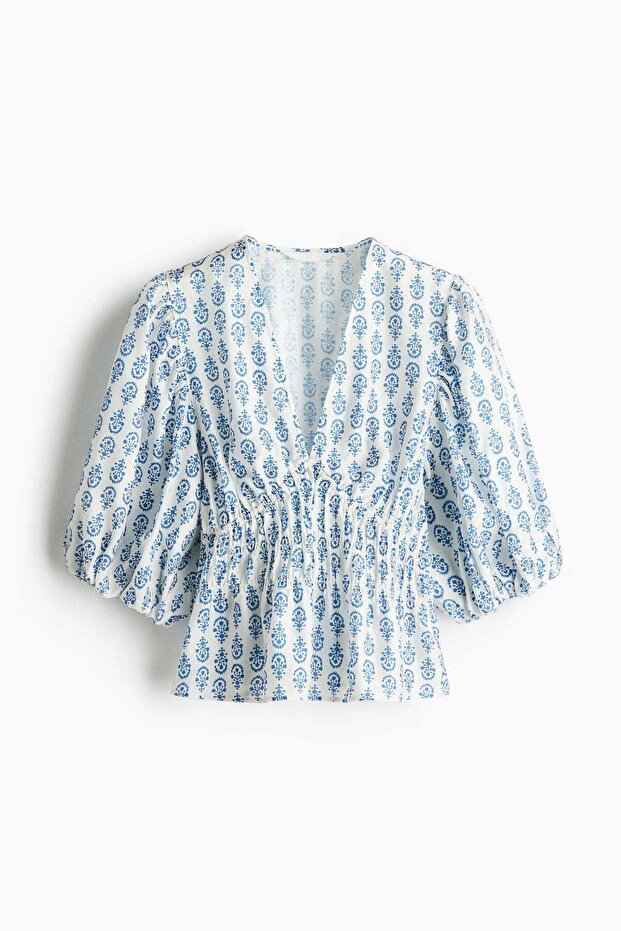 بلوزة برقبة على شكل حرف V - 5