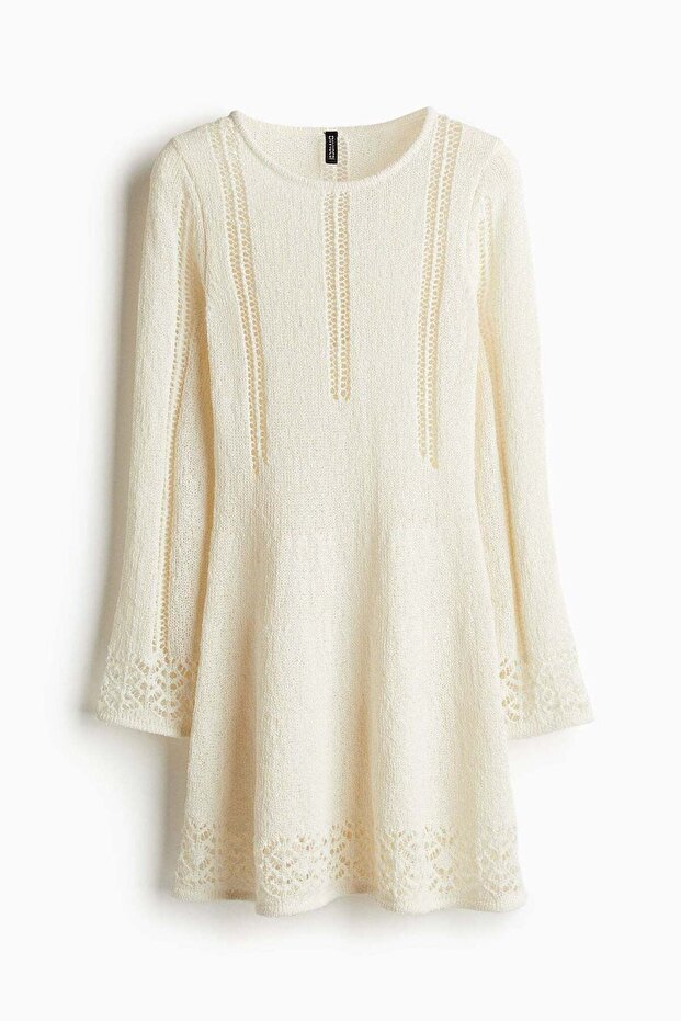 Hole-knit mini dress