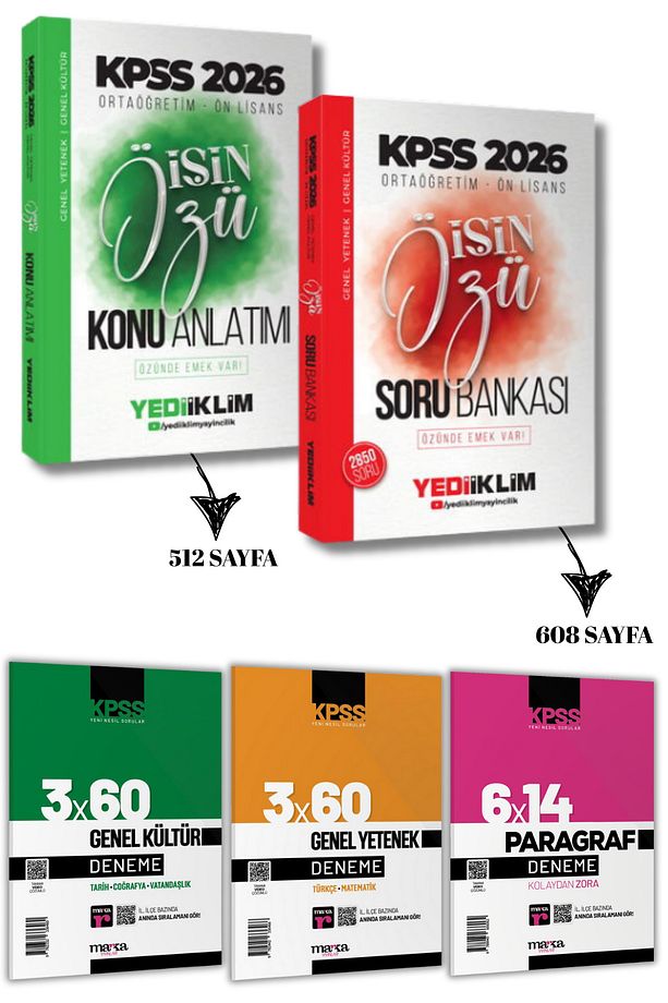2026 Kpss Ortaöğretim Önlisans İŞİN ÖZÜ Tek Kitap Konu Anlatımı ve Soru Bankası + 3 Kitapçık Deneme - 1