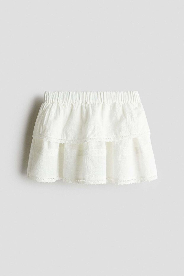 Lace-trimmed cotton skirt