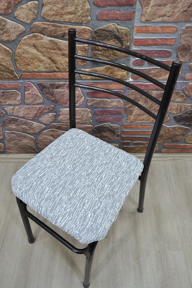 4 Adet Demir Sandalye Kılıfı Jakar Kumaş - 4