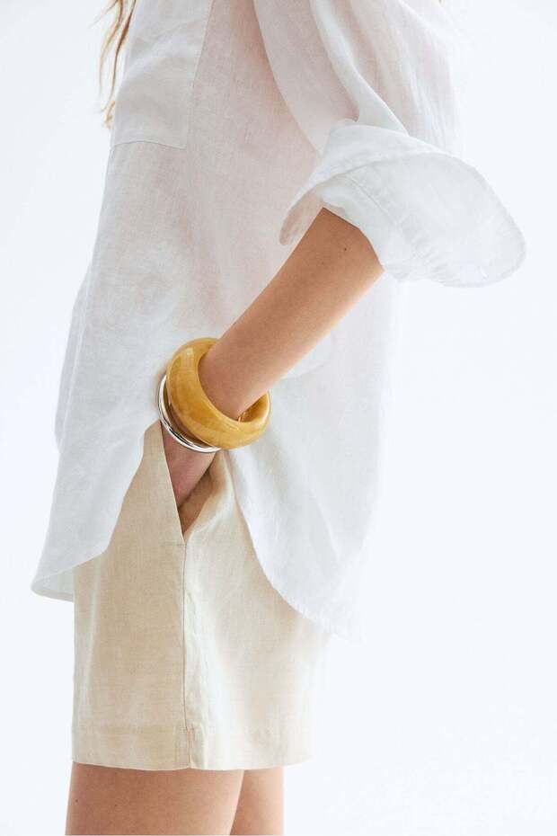 شورت من الكتان برباط - 2