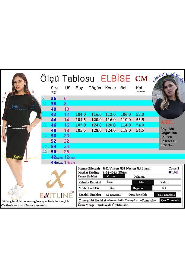 Kadın Yanları Şeritli Lacivert Elbise - 3