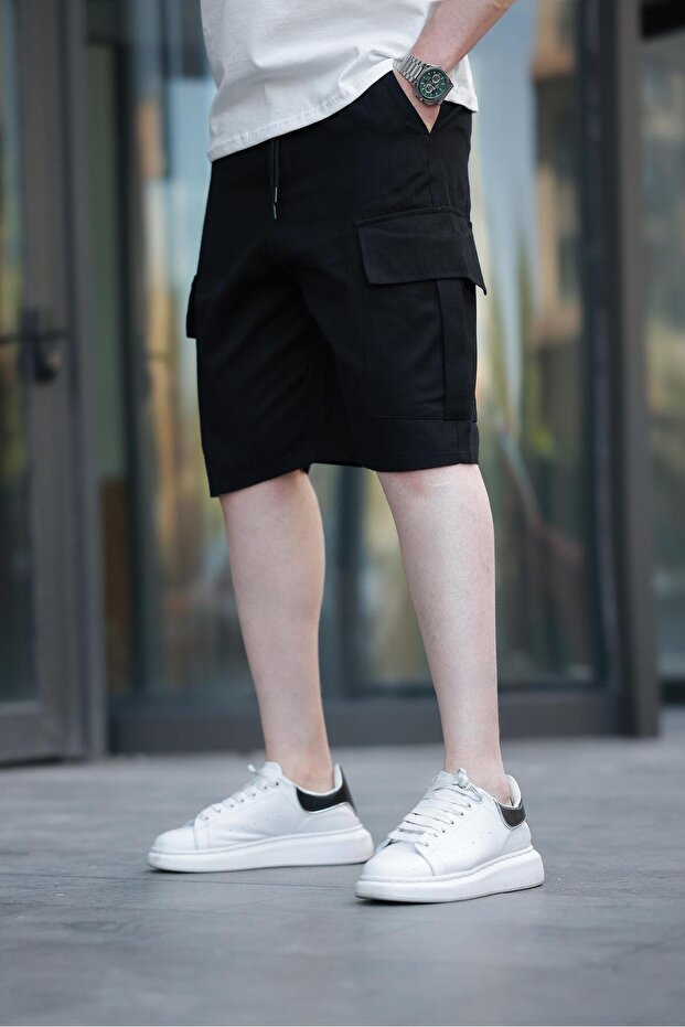 Siyah Kargo Cepli Erkek Şort E6571 - 1