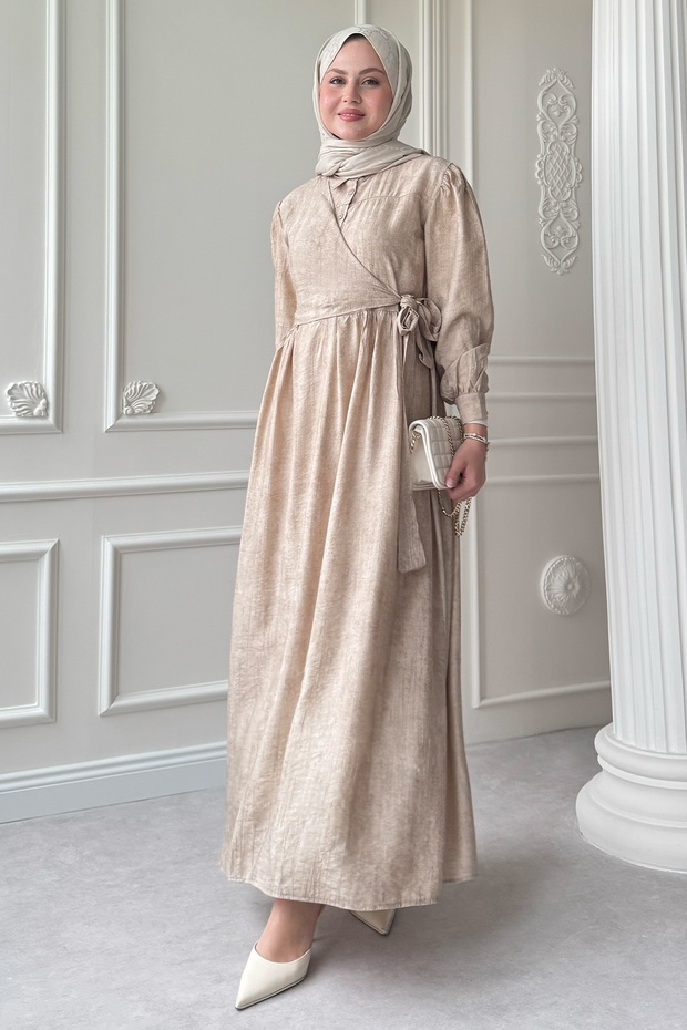 Çapraz Bağlamalı Taş Elbise - 2