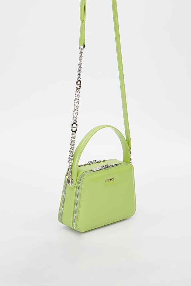 حقيبة كتف ذات مظهر مربع أخضر اللون - 2