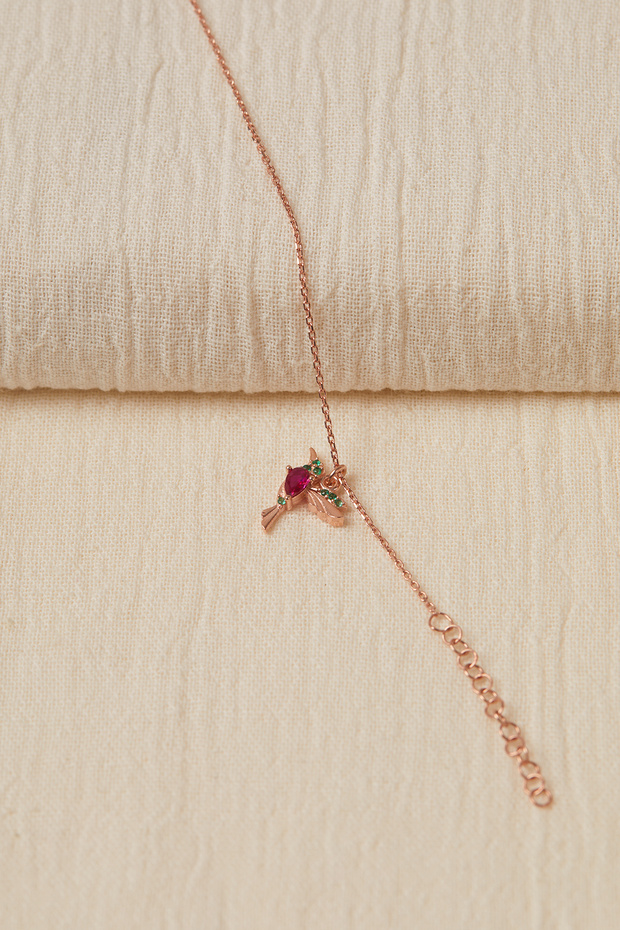 Kadın Ruby Kuş Model 925 Ayar Rose Gümüş Halhal - 3