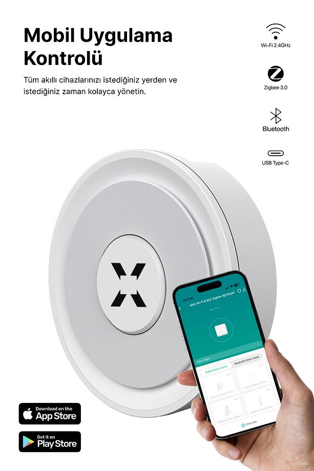 Akıllı Ev Ağ Geçidi Zigbee 3.0 & Wi-Fi & BLE Bluetooth Mobil App Kontrollü Tuya Uyumlu Gateway X7964 - 6