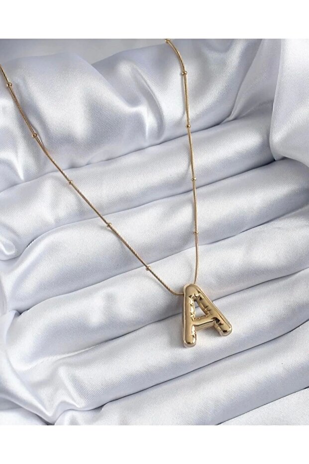 Steel Balloon Letter A Necklace