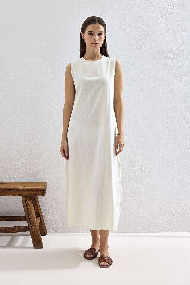Cotton White Linen Lining Dress