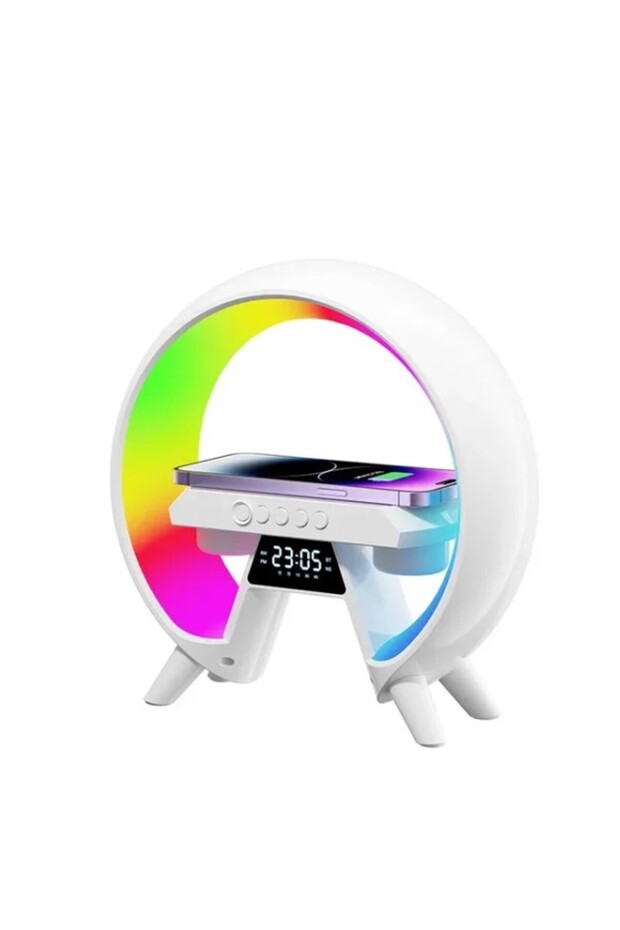 Wireless Charging Stand, Multicolor Light, Bluetooth Speaker Function, Clock, Fast Charging, 15W - 1