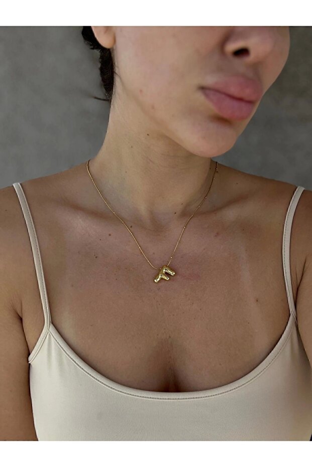 F Harf Balon Model Çelik Kolye - 2