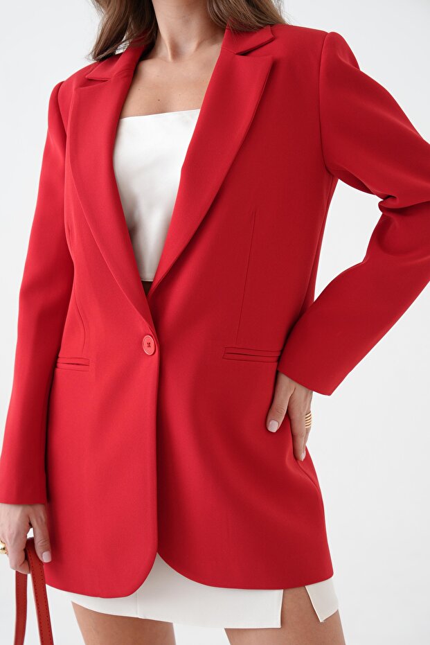 Kırmızı Blazer Ceket - 6