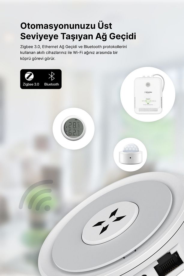 Akıllı Ev Ağ Geçidi Zigbee 3.0 & Wi-Fi & BLE Bluetooth Mobil App Kontrollü Tuya Uyumlu Gateway X7964 - 7