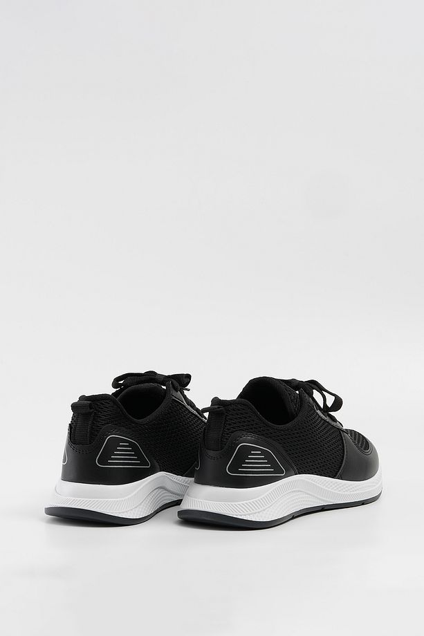 Kadın Siyah Bağcıklı File Detaylı Deri Sneaker 2,5 Cm Byndf301 - 8