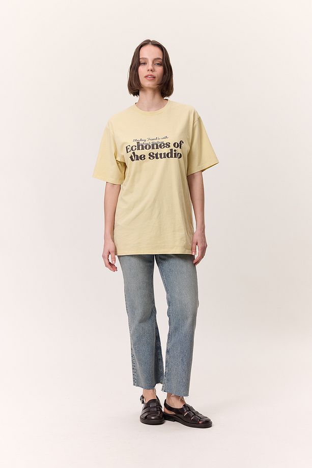 YIKAMA EFEKTLİ KISA KOLLU TSHIRT SARI - 6