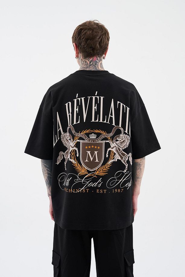 Erkek La Revelation Printed Oversize Siyah Tişört - 6