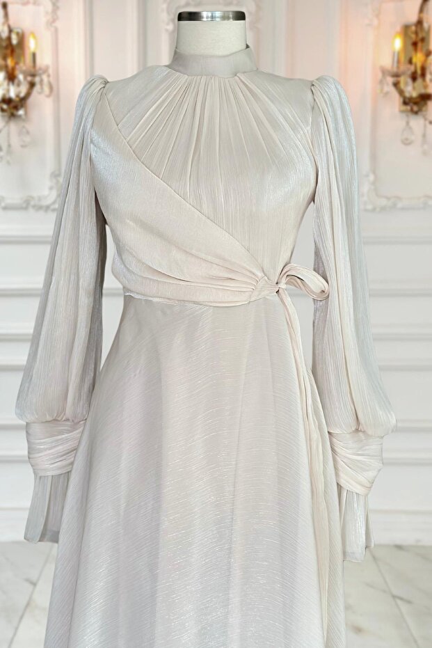 Efruz Abiye Elbise Krem - 2