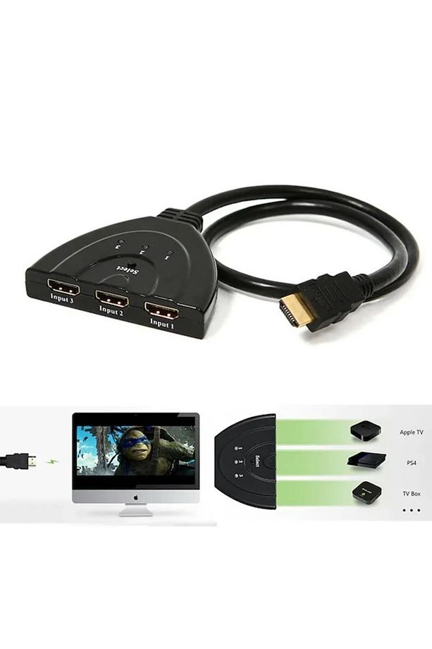 3 Port Kablolu Hdmi Switch Çoklayıcı Çoğaltıcı Splitter - 2