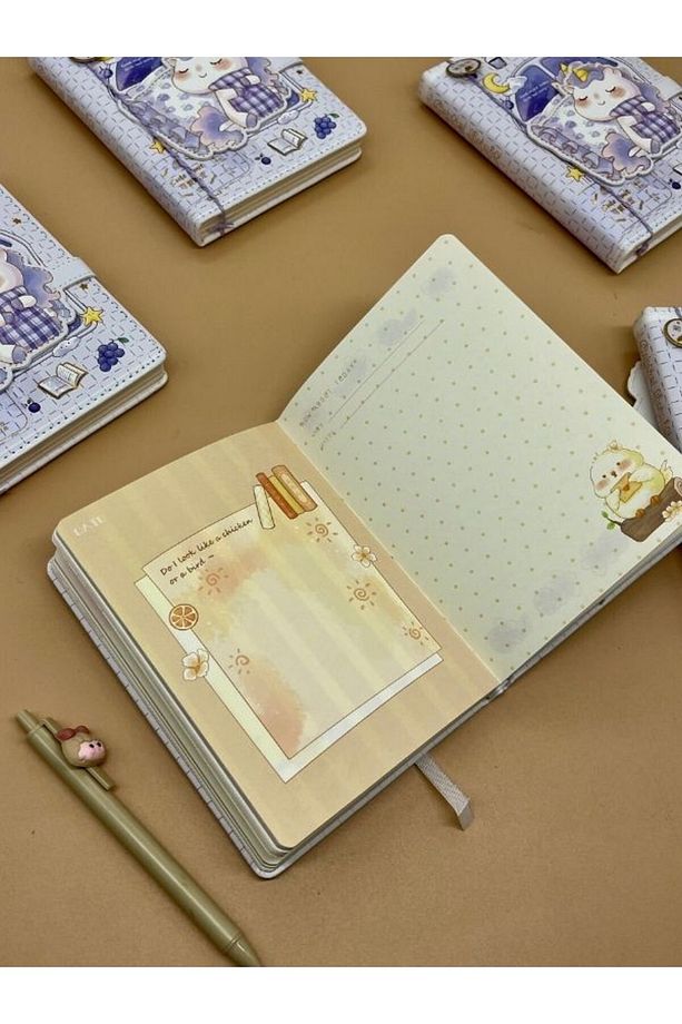 Sevimli Unicorn Özel Tasarım Renkli Resimli Defter/Notebook/Günlük/Bullet Journal - 3