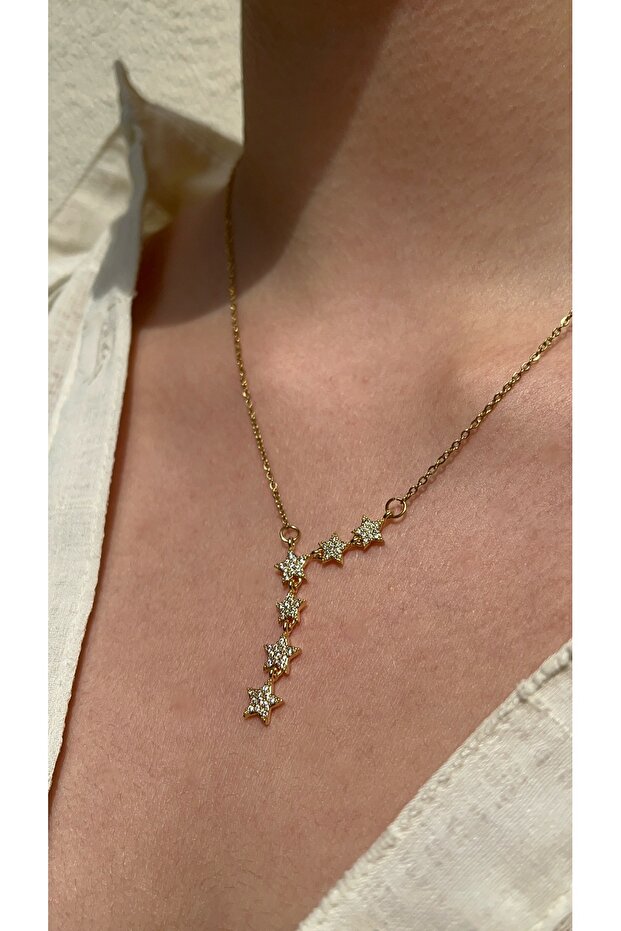 Çelik Y model yıldız kolye - 1