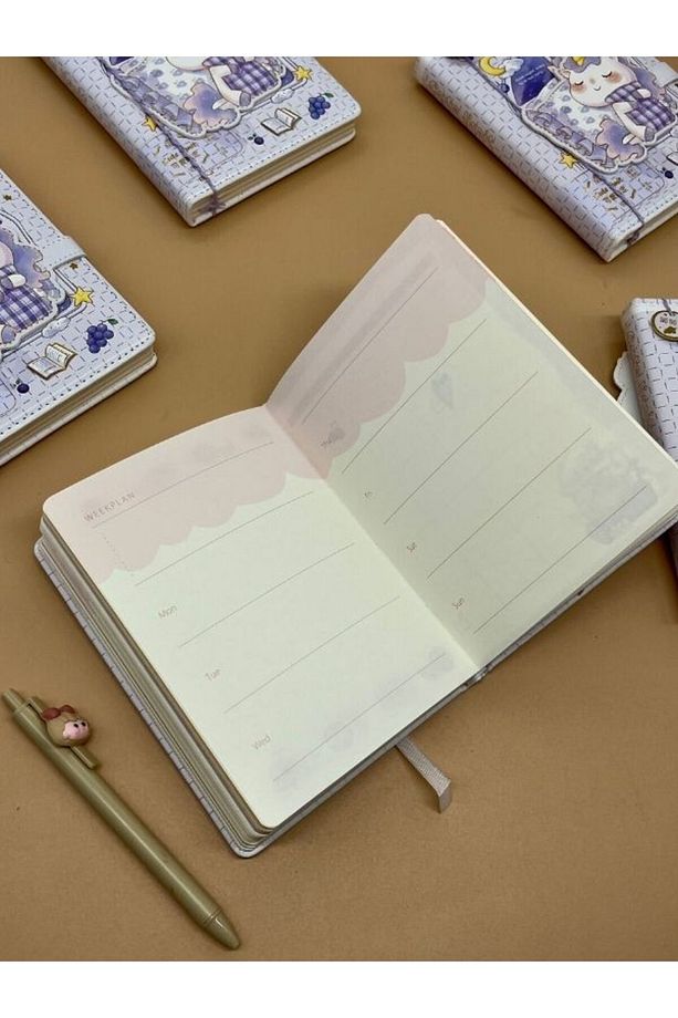 Sevimli Unicorn Özel Tasarım Renkli Resimli Defter/Notebook/Günlük/Bullet Journal - 5