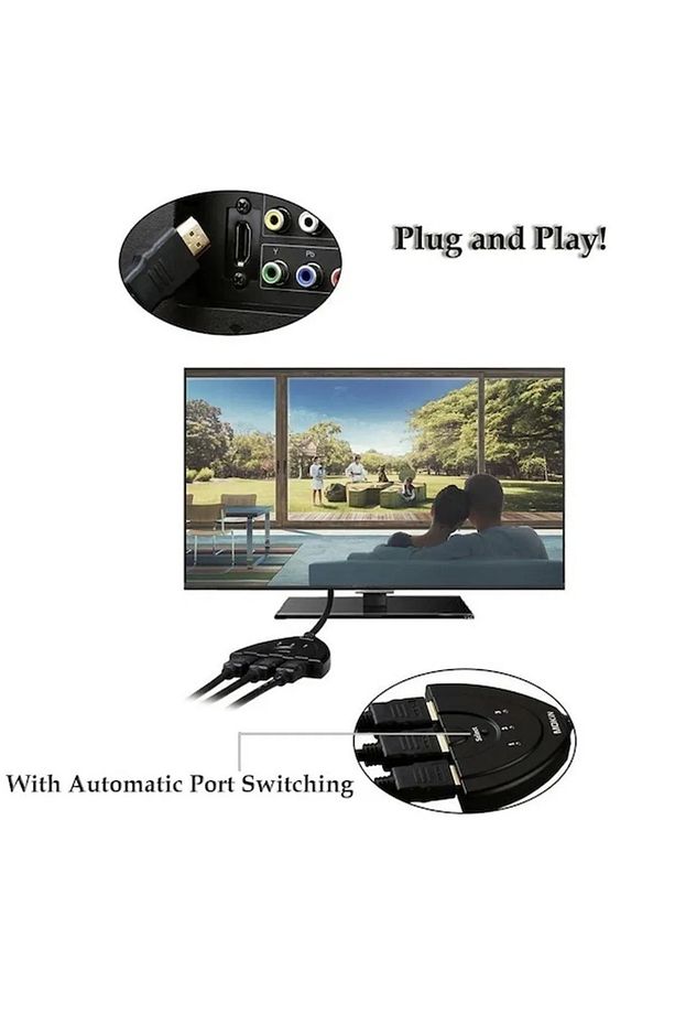 3 Port Kablolu Hdmi Switch Çoklayıcı Çoğaltıcı Splitter - 5