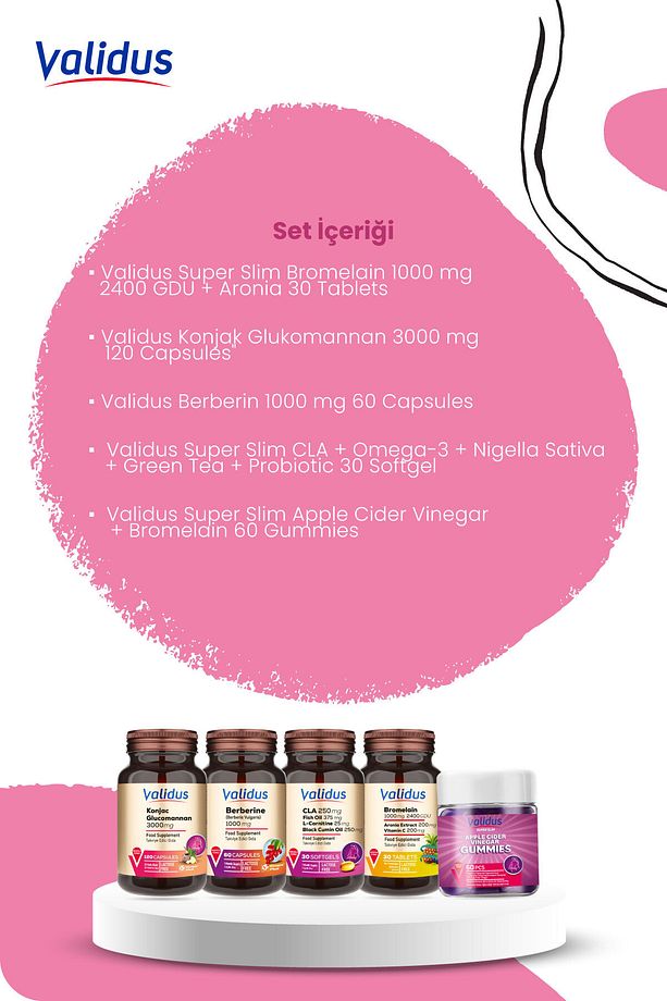 Slimming Set - Bromelain - Glukomannan - Berberin - Cla - Apple Cider - 2
