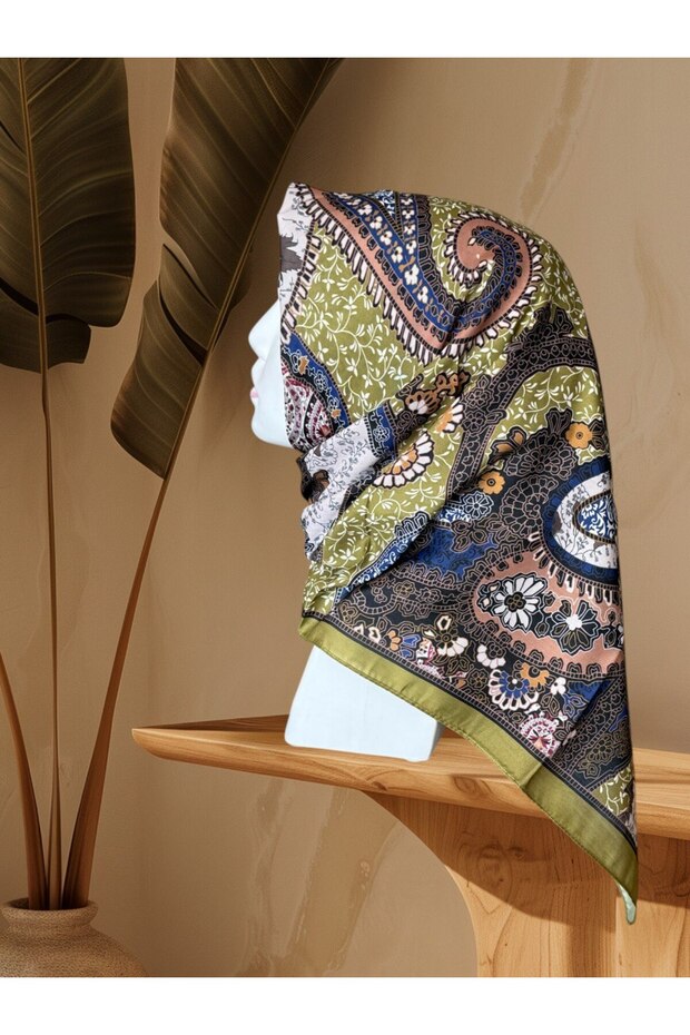 Yağ Yeşili Soft Touch Eşarp - 1