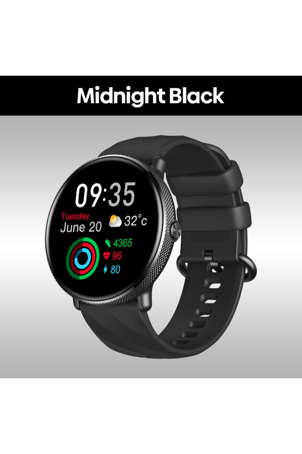 Midnight Black Zeblaze GTR 3 Pro AMOLED Display Make/Answer Phone Calls Smart Watch 316L Stainless S