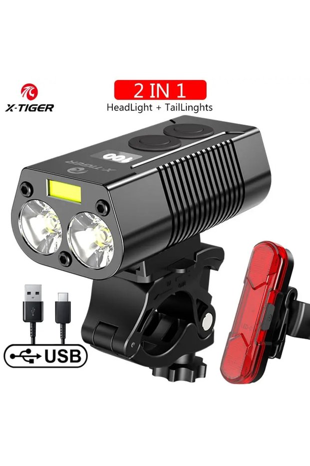 Lamp combination X-TIGER Bike Light Rainproof With Power Bank Rechargeable LED Lamp 4000mAh MTB Fron